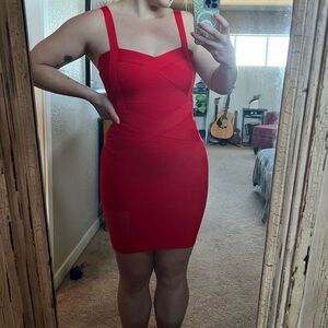 Bella Barnet red wrap dress.